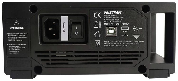 Produktbild: VOLTCRAFT DSP-6010 Labornetzger&auml;t, einstellbar 0 - 60 V 0 - 10 A 300 W USB 2.0 Buchse A fernsteuerbar Anzahl Ausg&auml;nge 1 x