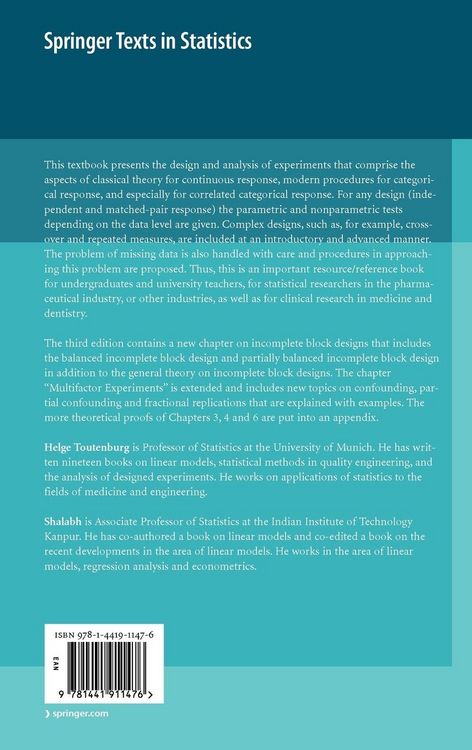 Produktbild: Statistical Analysis of Designed Experiments, Third Edition