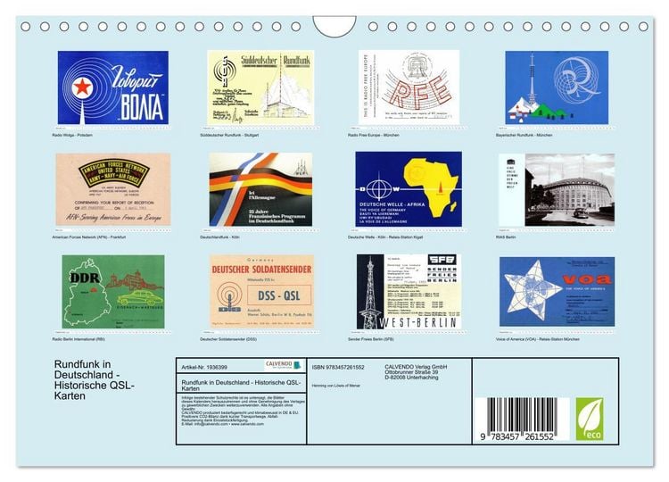 Produktbild: Rundfunk in Deutschland - Historische QSL-Karten (Wandkalender 2026 DIN A4 quer), CALVENDO Monatskalender