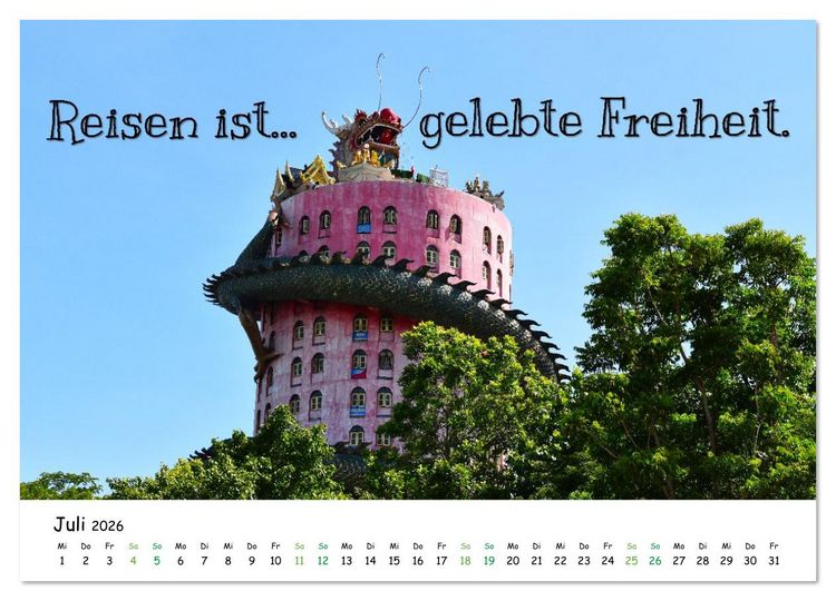 Produktbild: Fernwehabenteurer Asien - 12 Motivierende Gedanken von unterwegs (Wandkalender 2026 DIN A4 quer), CALVENDO Monatskalender