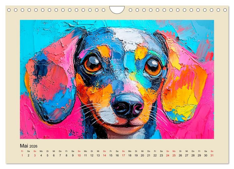 Produktbild: Hundegesichter im &Ouml;lgem&auml;lde-Stil. Liebliche Vierbeiner erfreuen das Herz! (Wandkalender 2026 DIN A4 quer), CALVENDO Monatskalender