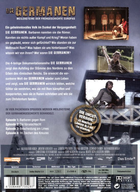 Produktbild: Die Germanen - Meilensteine der Fr&uuml;hgeschichte Europas [2 DVDs]
