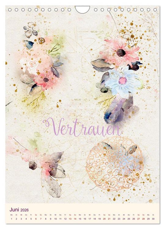 Produktbild: Aquarell Blumenmalerei mit Spr&uuml;chen (Wandkalender 2026 DIN A4 hoch), CALVENDO Monatskalender