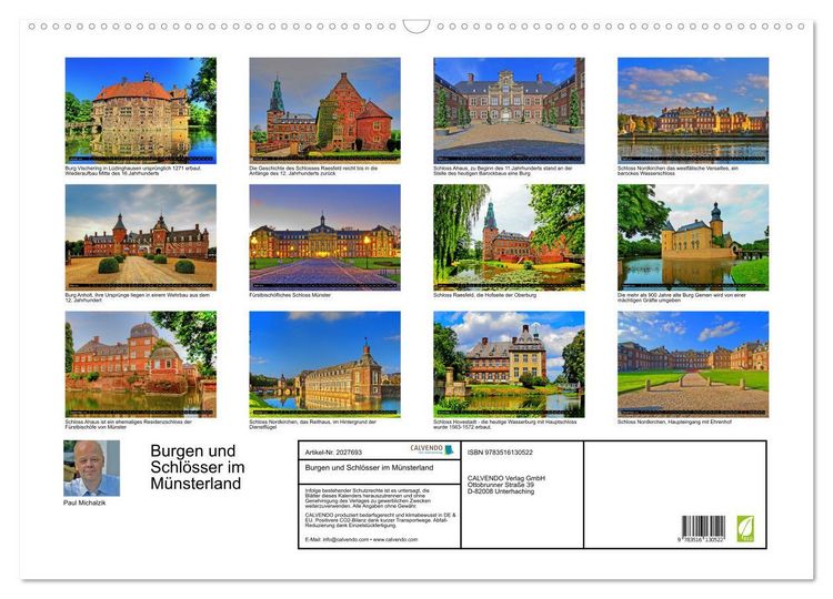 Produktbild: Burgen und Schl&ouml;sser im M&uuml;nsterland (Wandkalender 2026 DIN A2 quer), CALVENDO Monatskalender