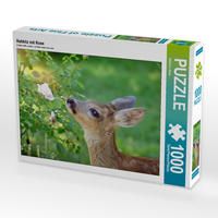Produktbild: CALVENDO Puzzle Rehkitz mit Rose 1000 Teile Lege-Gr&ouml;&szlig;e 64 x 48 cm Foto-Puzzle Bild von Sabine L&ouml;wer