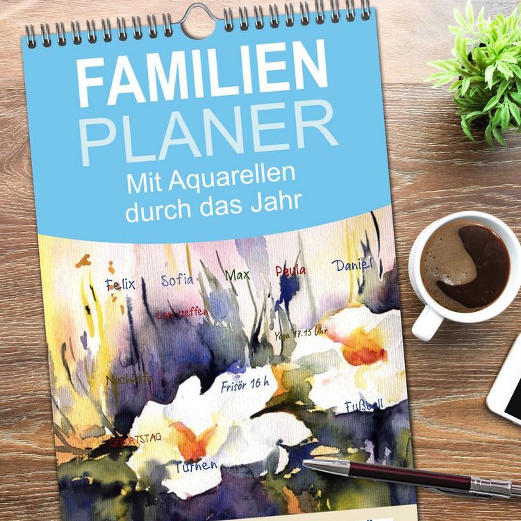 Produktbild: Familienplaner 2026 - Mit Aquarellen durch das Jahr mit 5 Spalten (Wandkalender, 21 x 45 cm) CALVENDO