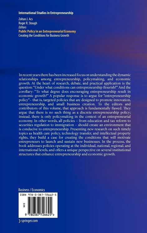 Produktbild: Public Policy in an Entrepreneurial Economy