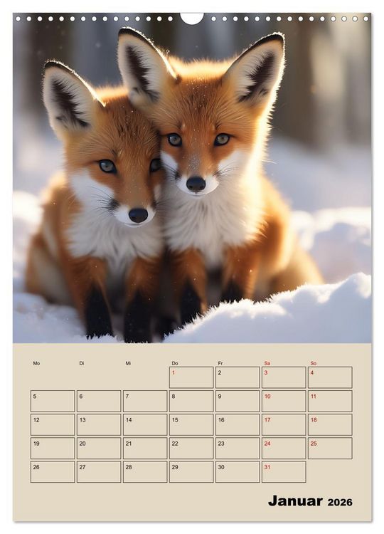 Produktbild: Tierkinder im Zauberwald (Wandkalender 2026 DIN A3 hoch), CALVENDO Monatskalender