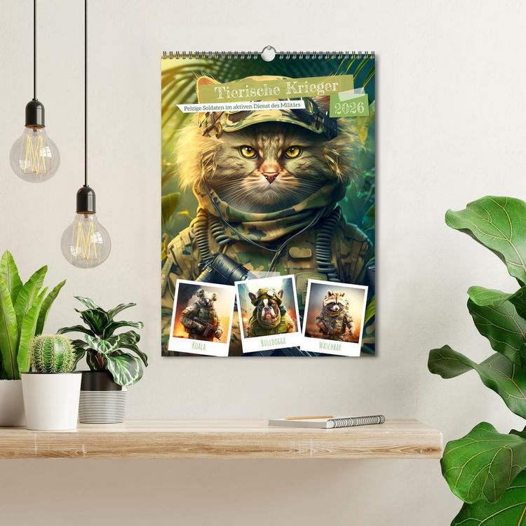 Produktbild: Tierische Krieger. Pelzige Soldaten im aktiven Dienst des Milit&auml;rs (Wandkalender 2026 DIN A3 hoch), CALVENDO Monatskalender