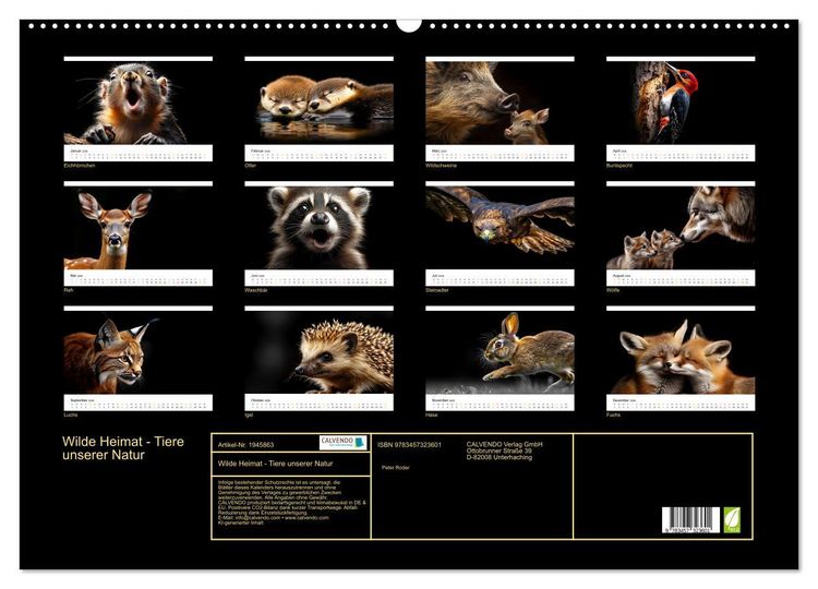 Produktbild: Wilde Heimat - Tiere unserer Natur (Wandkalender 2026 DIN A2 quer), CALVENDO Monatskalender