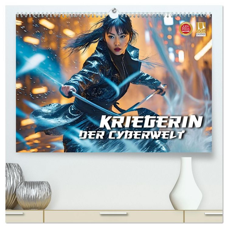 Produktbild: Kriegerin der Cyberwelt (hochwertiger Premium Wandkalender 2026 DIN A2 quer), Kunstdruck in Hochglanz