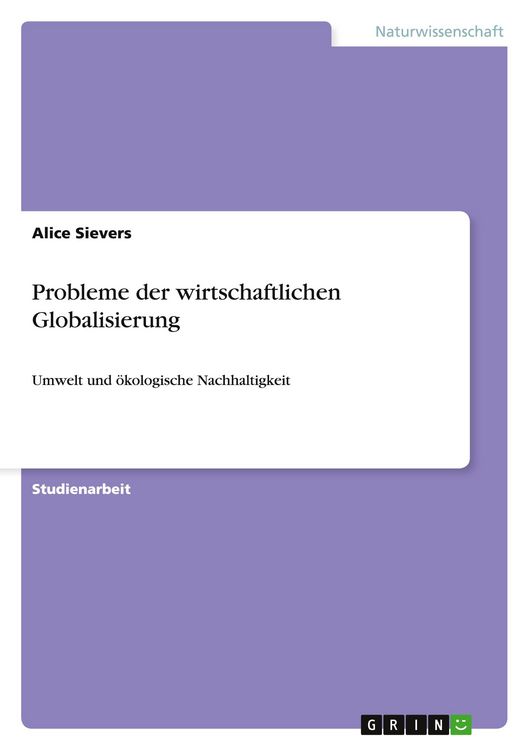 Produktbild: Probleme der wirtschaftlichen Globalisierung