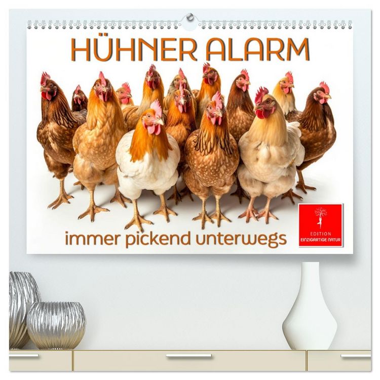 Produktbild: H&uuml;hner Alarm (hochwertiger Premium Wandkalender 2026 DIN A2 quer), Kunstdruck in Hochglanz