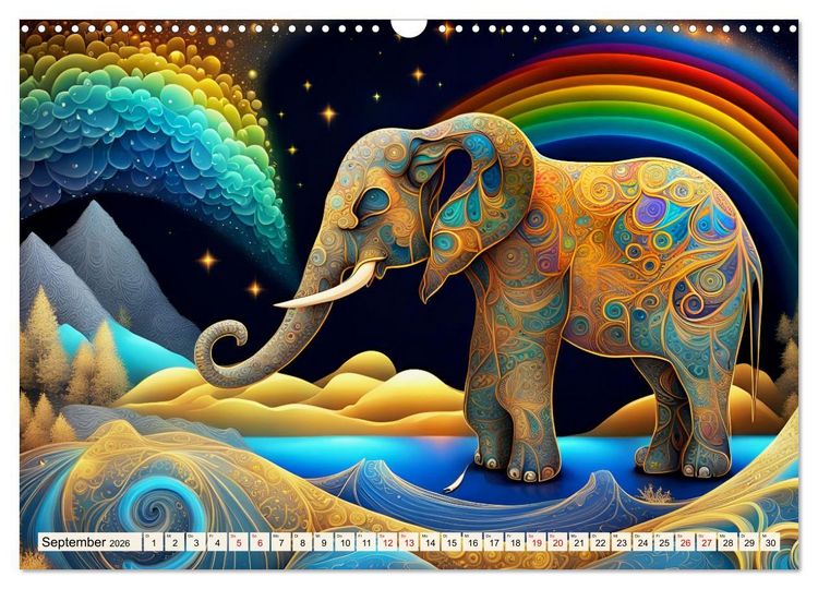 Produktbild: Tiere aus Regenbogenfarben (Wandkalender 2026 DIN A3 quer), CALVENDO Monatskalender