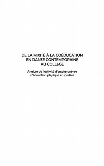 Produktbild: De la mixite a la coeducation en danse contemporaine au college