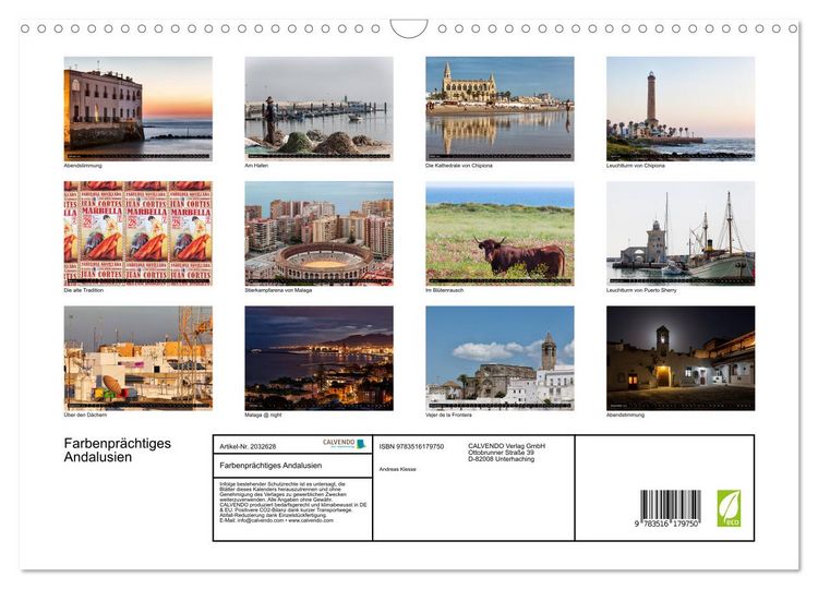 Produktbild: Farbenpr&auml;chtiges Andalusien (Wandkalender 2026 DIN A3 quer), CALVENDO Monatskalender