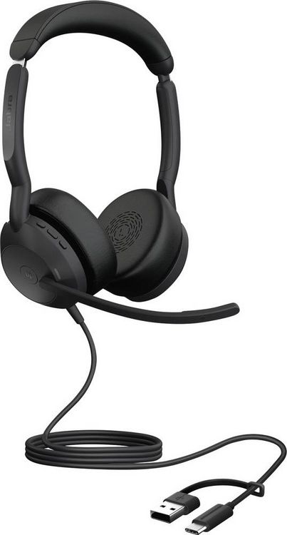 Produktbild: Jabra Evolve2 50 On Ear Headset kabelgebunden, Bluetooth&reg; Stereo Schwarz Mikrofon-Rauschunterdr&uuml;ckung, Noise Cancelling Headset