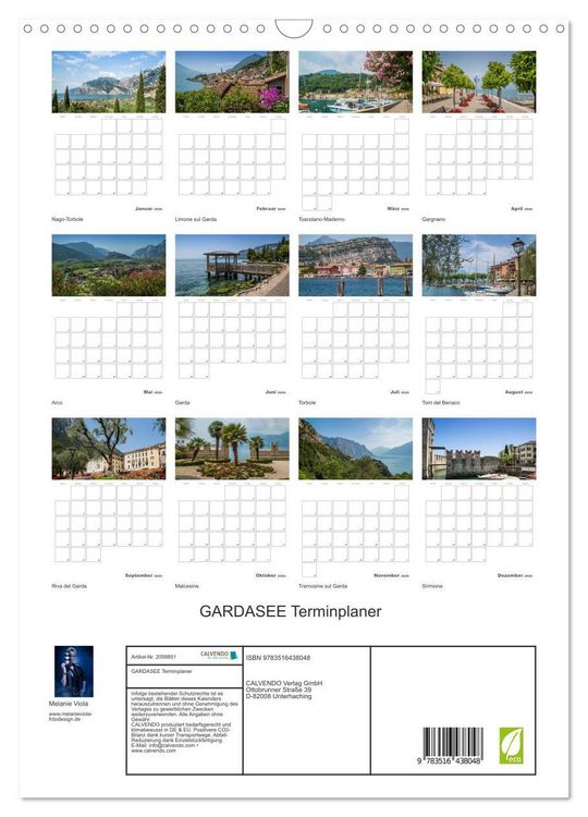 Produktbild: GARDASEE Terminplaner (Wandkalender 2026 DIN A3 hoch), CALVENDO Monatskalender