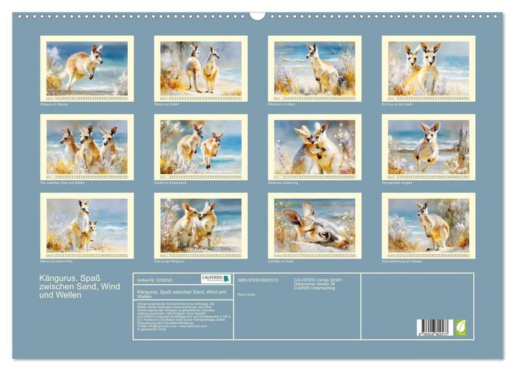 Produktbild: K&auml;ngurus. Spa&szlig; zwischen Sand, Wind und Wellen (Wandkalender 2027 DIN A2 quer), CALVENDO Monatskalender