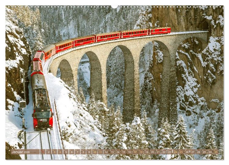 Produktbild: Im Zug durch Schweizer Berge (hochwertiger Premium Wandkalender 2026 DIN A2 quer), Kunstdruck in Hochglanz