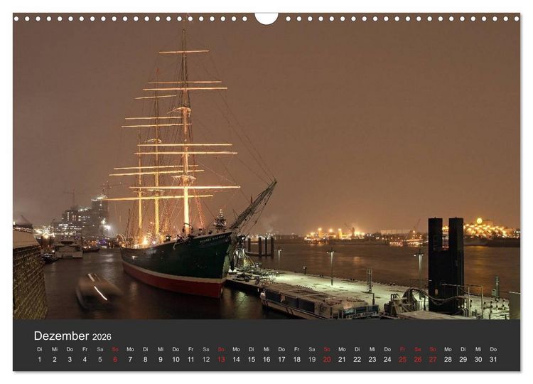 Produktbild: Hamburger Hafen bei Nacht (Wandkalender 2026 DIN A3 quer), CALVENDO Monatskalender