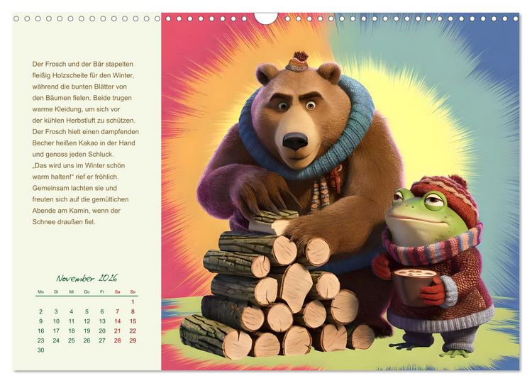 Produktbild: Der Frosch und der B&auml;r - Ein Jahr voller Abenteuer (Wandkalender 2026 DIN A3 quer), CALVENDO Monatskalender