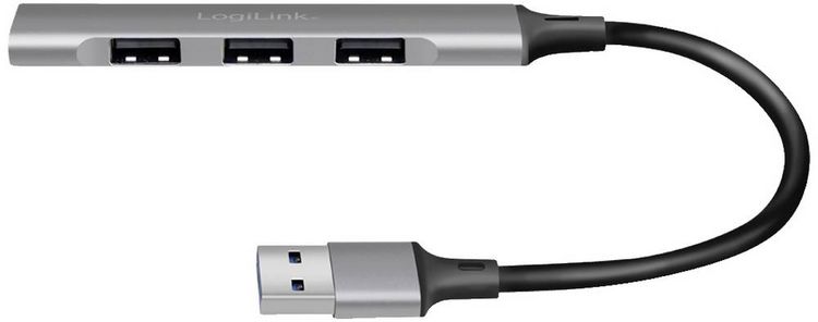 Produktbild: LogiLink UA0391 USB-Hub 4 Port USB-A USB 3.0 5 GBit/s Aluminium-Grau UA0391