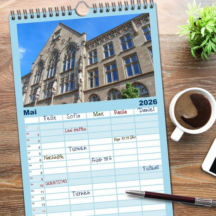Produktbild: Familienplaner 2026 - Altes K&ouml;ln - Denkm&auml;ler und Historische Bauten mit 5 Spalten (Wandkalender, 21 x 45 cm) CALVENDO