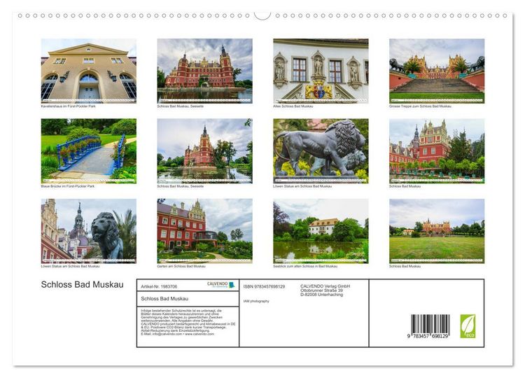 Produktbild: Schloss Bad Muskau (hochwertiger Premium Wandkalender 2026 DIN A2 quer), Kunstdruck in Hochglanz