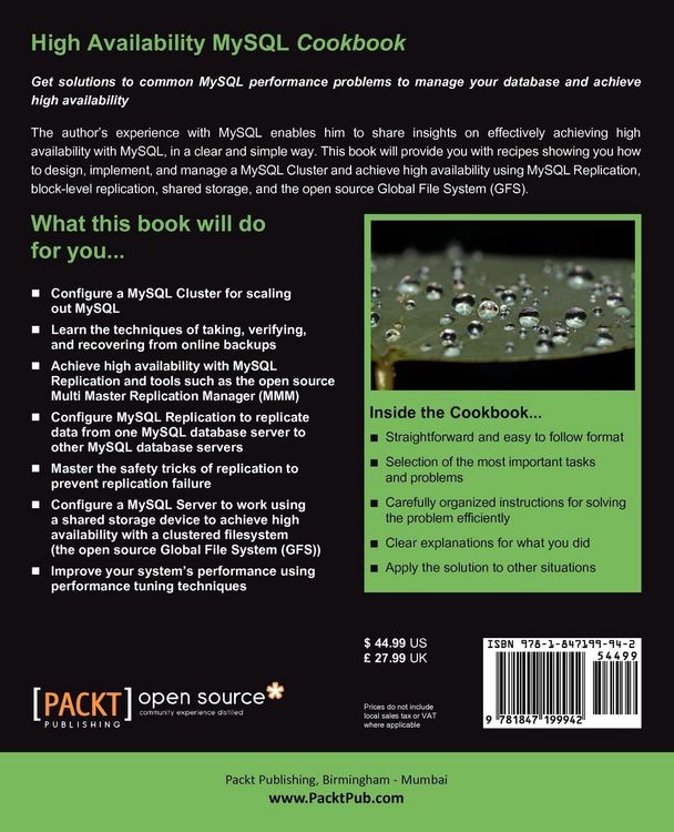 Produktbild: High Availability MySQL Cookbook