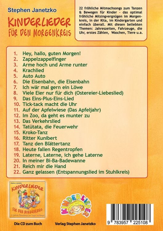 Produktbild: Kinderlieder f&uuml;r den Morgenkreis - 22 fr&ouml;hliche Mitmachsongs zum Tanzen und Bewegen