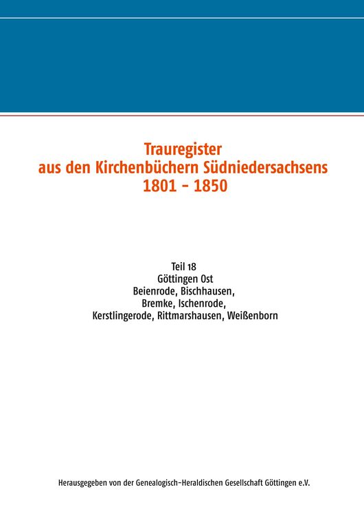Produktbild: Trauregister aus den Kirchenb&uuml;chern S&uuml;dniedersachsens 1801 - 1850