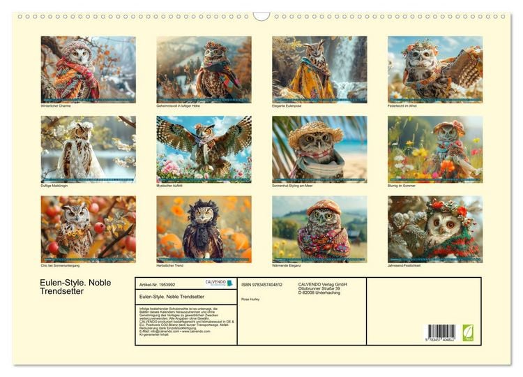 Produktbild: Eulen-Style. Noble Trendsetter (Wandkalender 2026 DIN A2 quer), CALVENDO Monatskalender