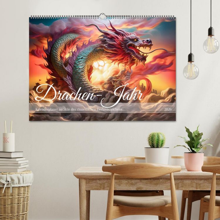 Produktbild: Drachen-Jahr - Kalenderplaner im Stile des chinesischen Tierkreiszeichens (Wandkalender 2026 DIN A2 quer), CALVENDO Monatskalender
