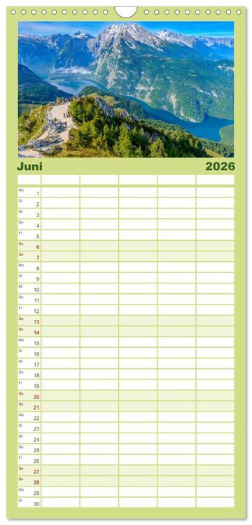 Produktbild: Familienplaner 2026 - Urlaub im Berchtesgadener Land mit 5 Spalten (Wandkalender, 21 x 45 cm) CALVENDO