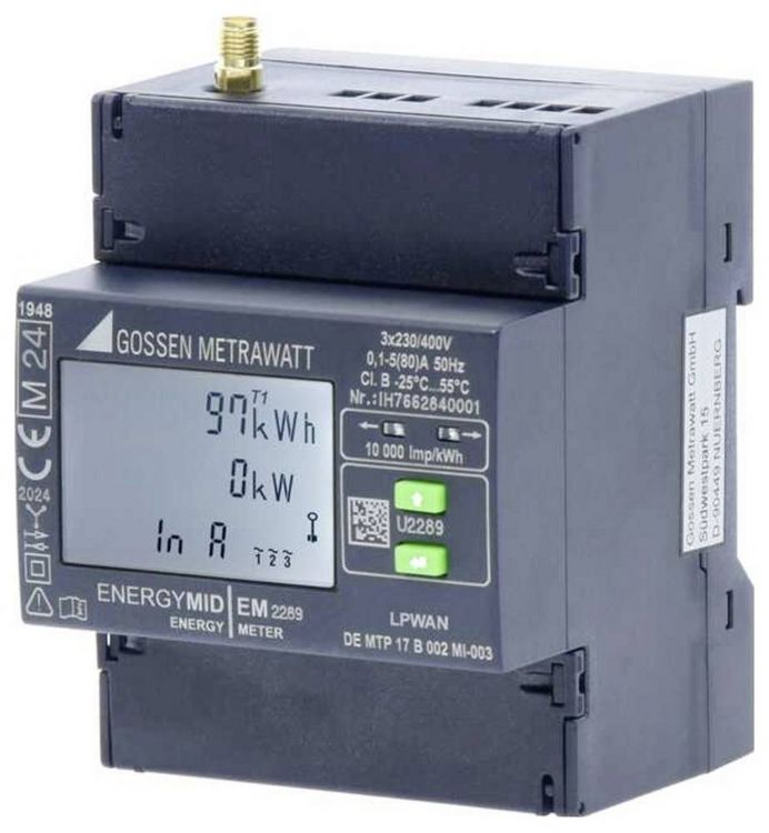 Produktbild: Gossen Metrawatt EM2289 U2289-V039 Drehstromz&auml;hler 80A MID-konform: Ja 1St.