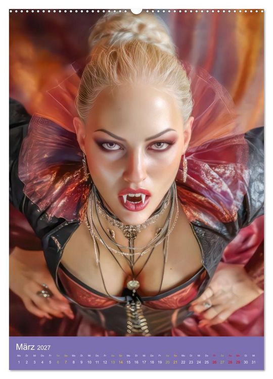 Produktbild: Sinnliche Vampirfrauen - Gef&auml;hrlich verf&uuml;hrerisch (hochwertiger Premium Wandkalender 2027 DIN A2 hoch), Kunstdruck in Hochglanz