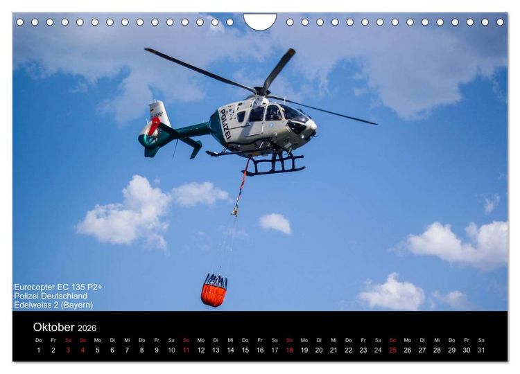 Produktbild: Hubschrauber im Einsatz (Wandkalender 2026 DIN A4 quer), CALVENDO Monatskalender