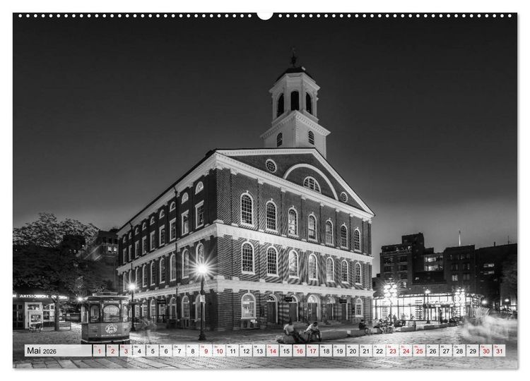 Produktbild: BOSTON Monochrome Stadtansichten (hochwertiger Premium Wandkalender 2026 DIN A2 quer), Kunstdruck in Hochglanz
