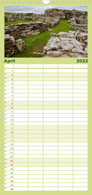 Produktbild: Familienplaner Die Orkneys - Schottlands n&ouml;rdliche Inseln (Wandkalender 2022 , 21 cm x 45 cm, hoch)
