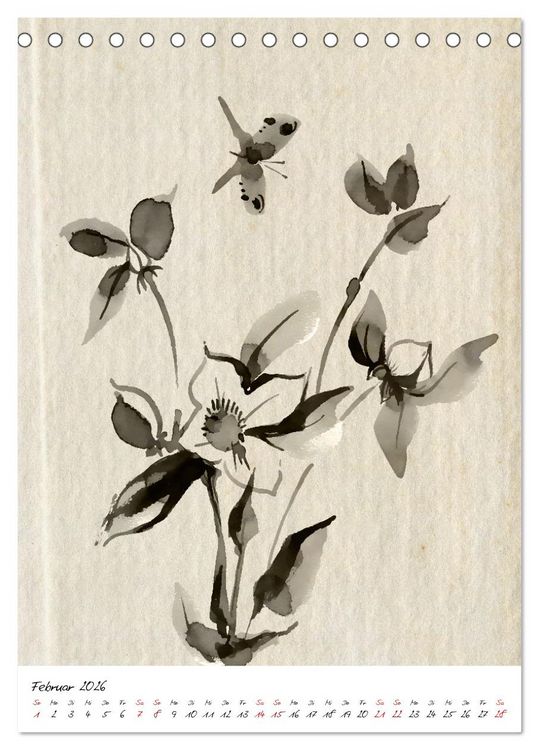 Produktbild: Sumi-e Kunst im japanischen Stil (Tischkalender 2026 DIN A5 hoch), CALVENDO Monatskalender
