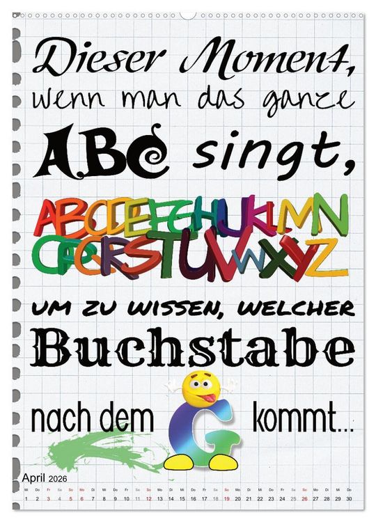Produktbild: Sch&uuml;ler-Spr&uuml;che (Wandkalender 2026 DIN A2 hoch), CALVENDO Monatskalender