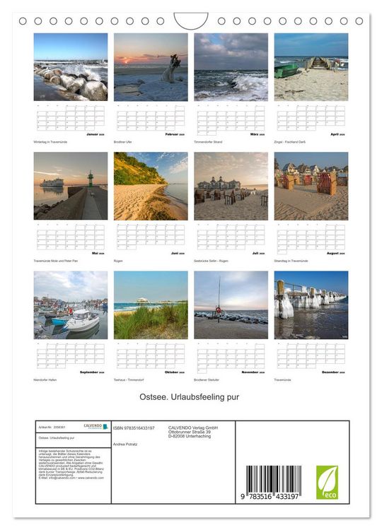 Produktbild: Ostsee. Urlaubsfeeling pur (Wandkalender 2026 DIN A4 hoch), CALVENDO Monatskalender