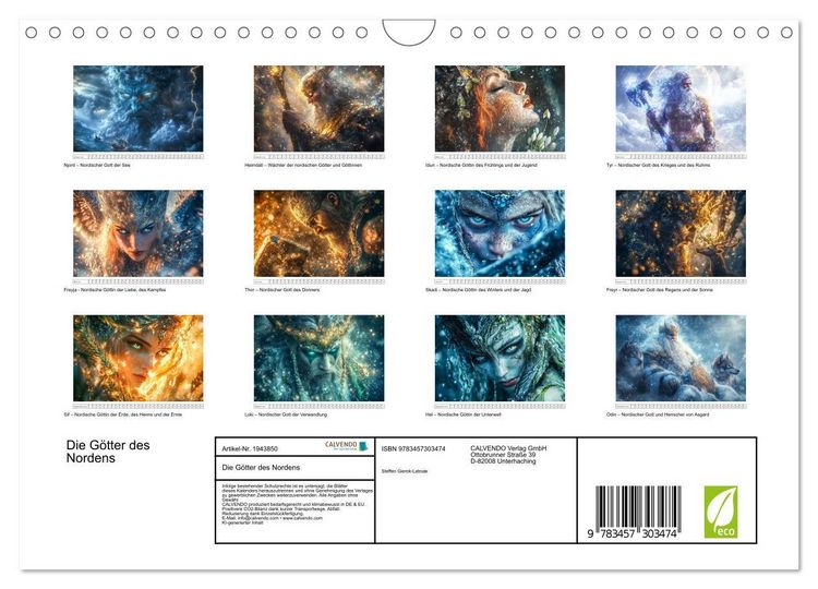 Produktbild: Die G&ouml;tter des Nordens (Wandkalender 2026 DIN A4 quer), CALVENDO Monatskalender