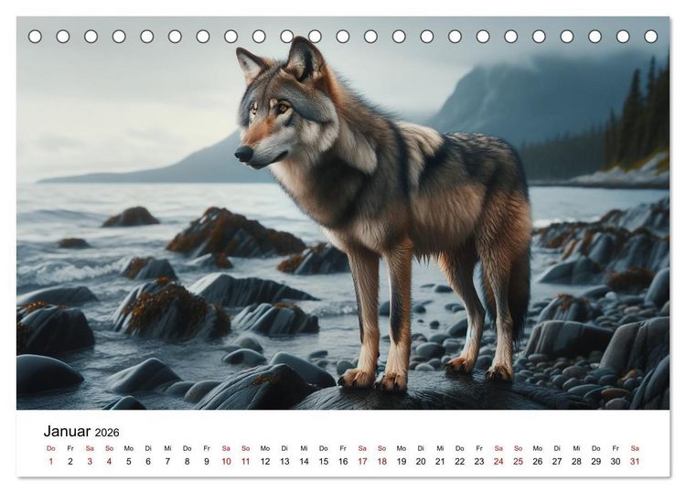 Produktbild: Kanadische K&uuml;stenw&ouml;lfe (Tischkalender 2026 DIN A5 quer), CALVENDO Monatskalender