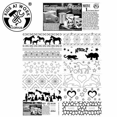 Produktbild: Corvus A750465 - Kids-at-Work, Dosenklopf-Motive 1 gro&szlig;, 5x11 St&uuml;ck f&uuml;r Dosen-Laternen