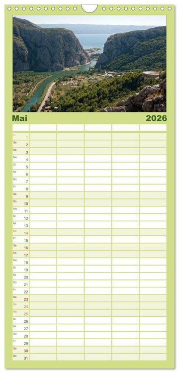 Produktbild: Familienplaner 2026 - Kroatien mit 5 Spalten (Wandkalender, 21 x 45 cm) CALVENDO