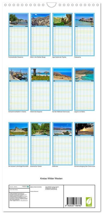 Produktbild: Familienplaner 2026 - Kretas Wilder Westen mit 5 Spalten (Wandkalender, 21 x 45 cm) CALVENDO