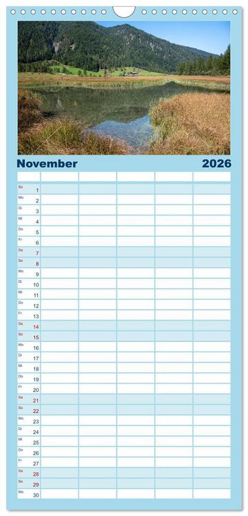 Produktbild: Familienplaner 2026 - Seen in &Ouml;sterreich mit 5 Spalten (Wandkalender, 21 x 45 cm) CALVENDO