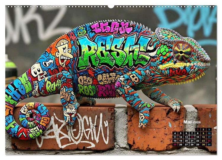 Produktbild: Cham&auml;leon Artwork (hochwertiger Premium Wandkalender 2026 DIN A2 quer), Kunstdruck in Hochglanz